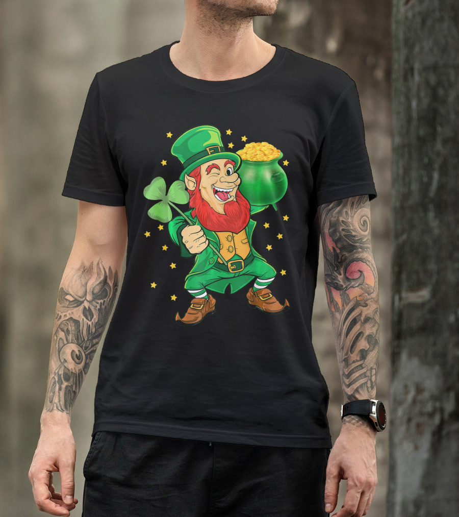 St Patricks Day Leprechauns Pot Of Gold And Shamrock T-Shirt