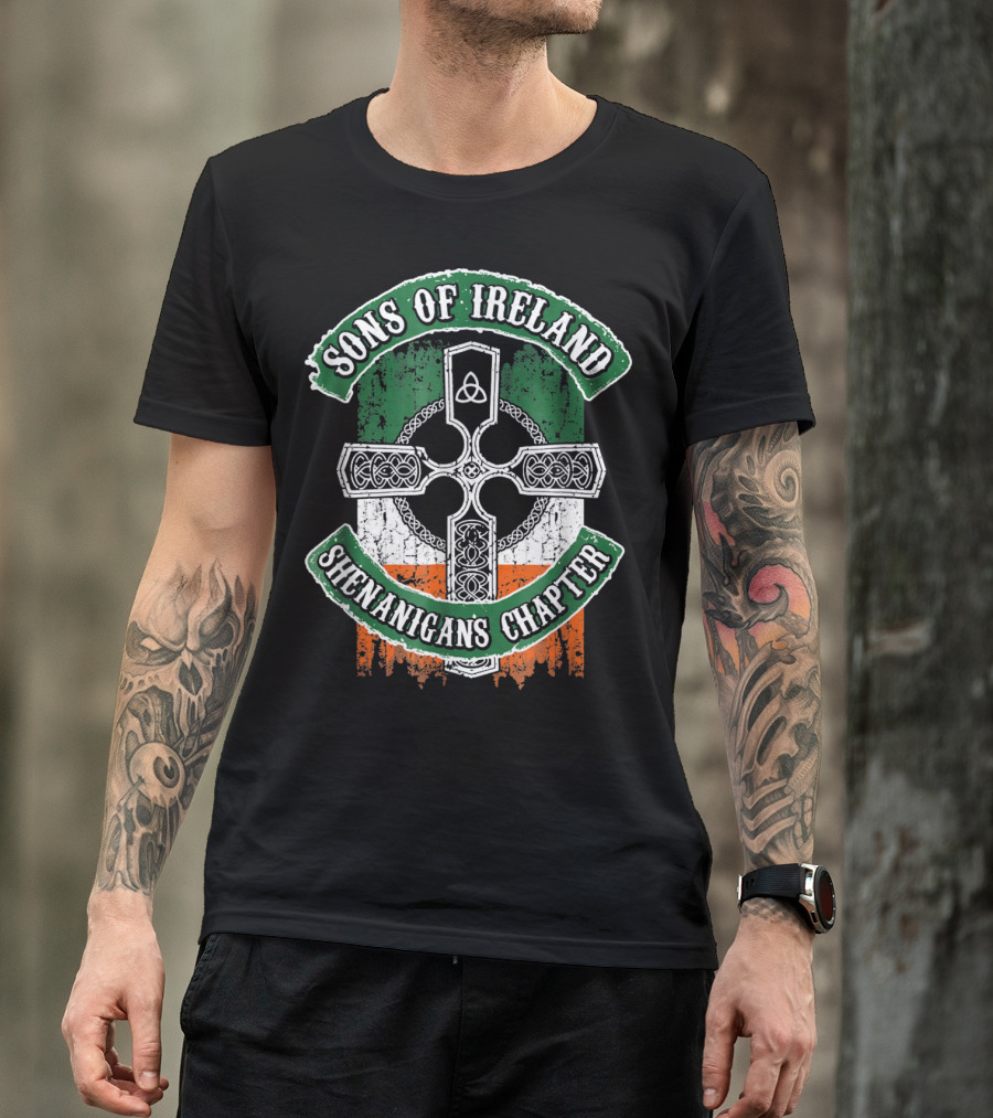 Sons Of Ireland Celtic Cross Flag Shenanigans Chapter T-Shirt