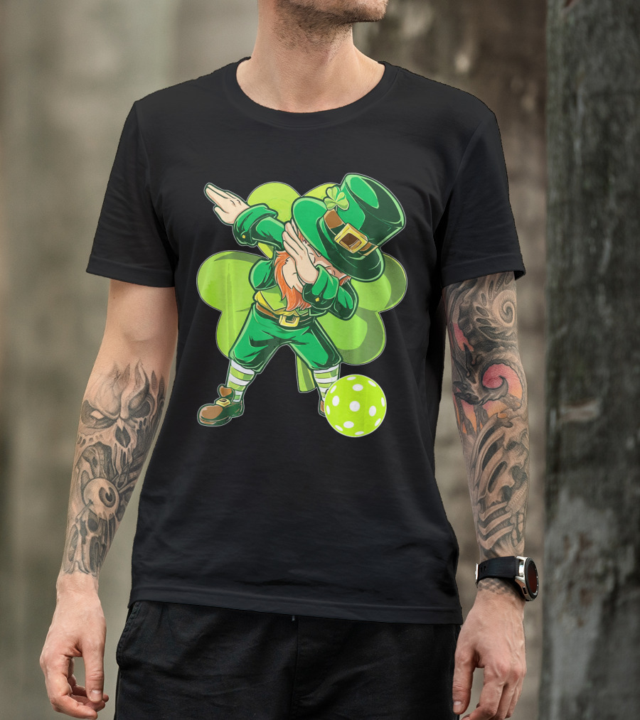 Funny Dabbing Leprechaun Pickleball Sport T-Shirt