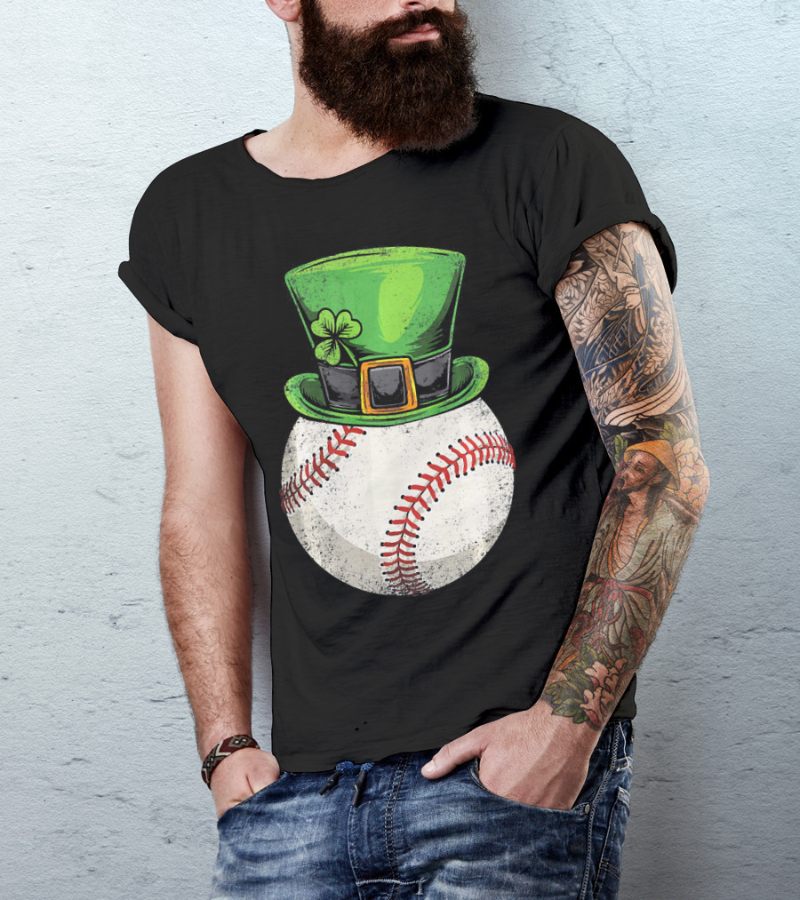 St Patricks Baseball Leprechaun Shamrock Hat T-Shirt