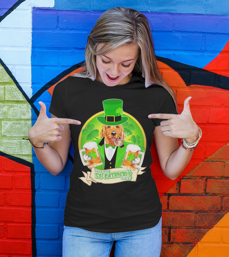 Happy St. Patrick's Day Golden Retriever Beer Fest T-Shirt