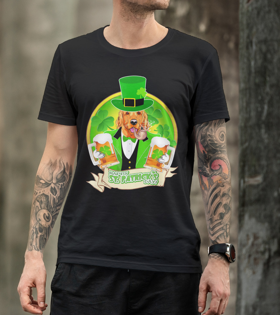 Happy St. Patrick's Day Golden Retriever Beer Fest T-Shirt