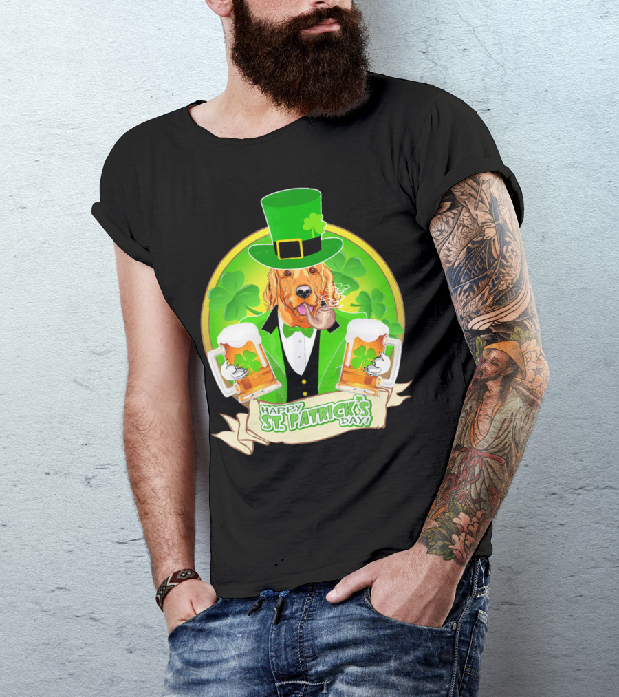 Happy St. Patrick's Day Golden Retriever Beer Fest T-Shirt