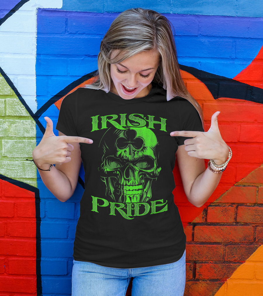 Irish Pride Shamrock Skull T-Shirt