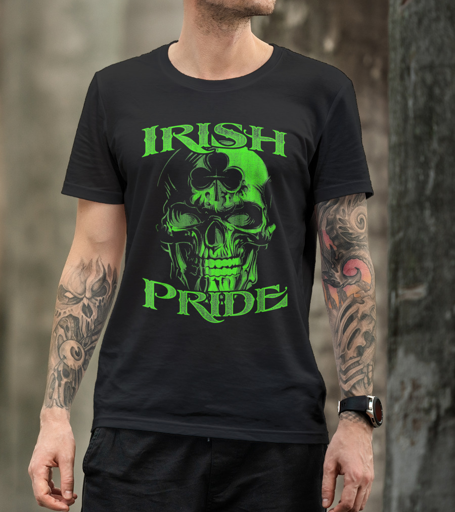 Irish Pride Shamrock Skull T-Shirt
