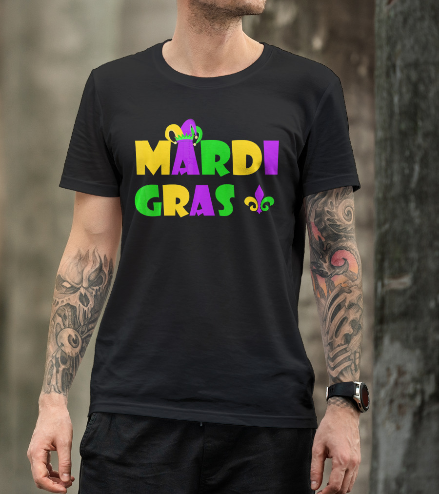 Mardi Gras Fun Party With Crown And Fleur-de-Lis T-Shirt