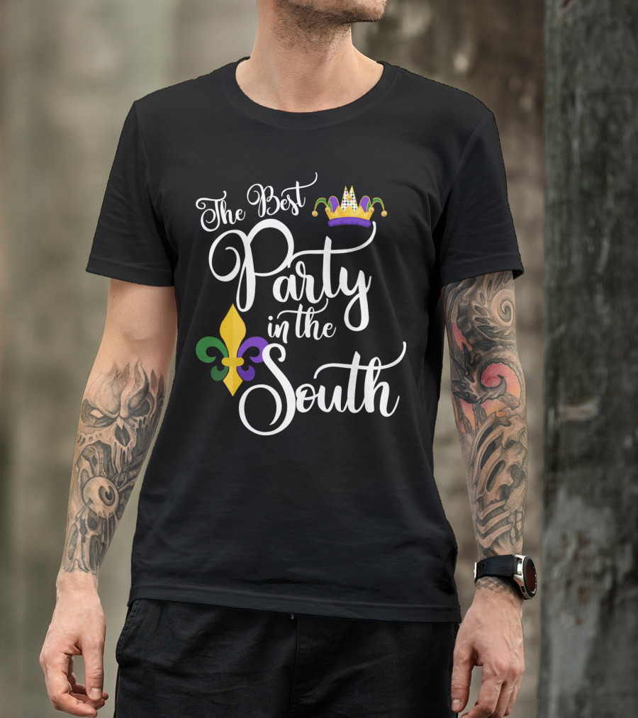 The Best Party In The South Mardi Gras Fleur-de-Lis Crown T-Shirt