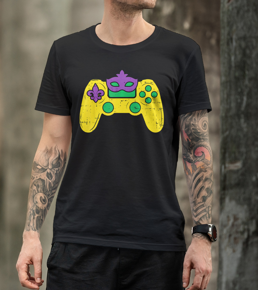 Mardi Gras Video Game Controller Gamer E Sports T-Shirt