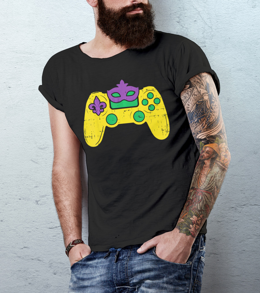 Mardi Gras Video Game Controller Gamer E Sports T-Shirt