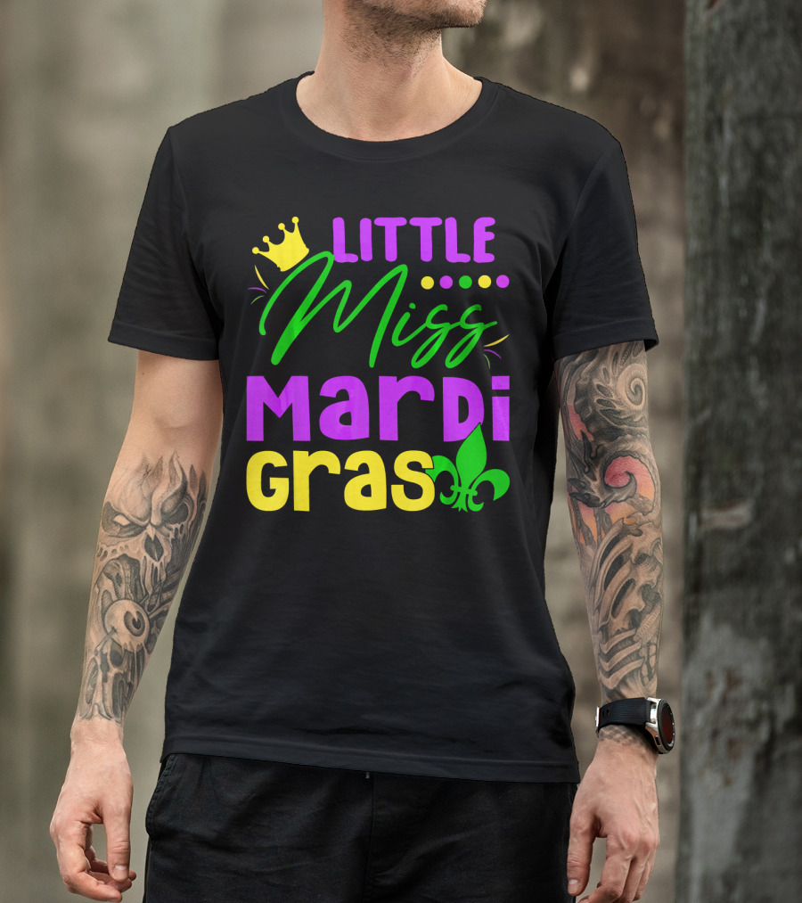 Little Miss Mardi Gras Fleur-de-Lis Crown Carnival T-Shirt