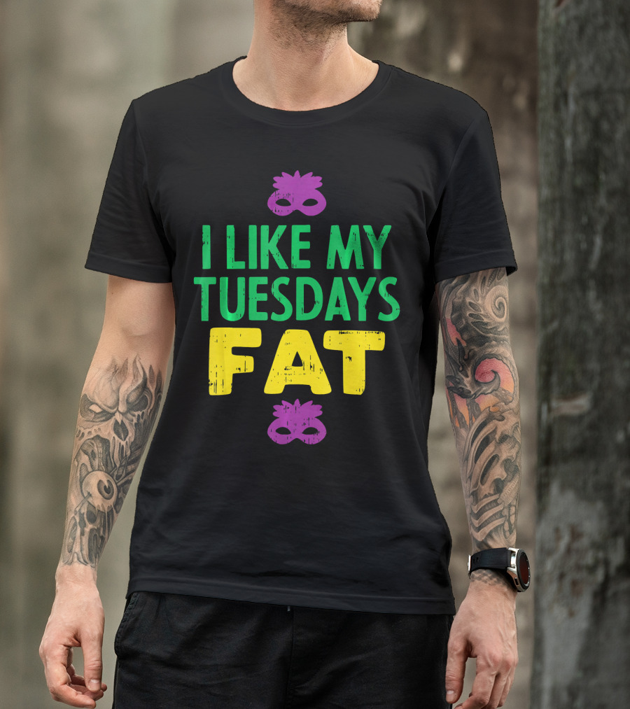 I Like My Tuesdays Fat Mardi Gras Jester Mask T-Shirt
