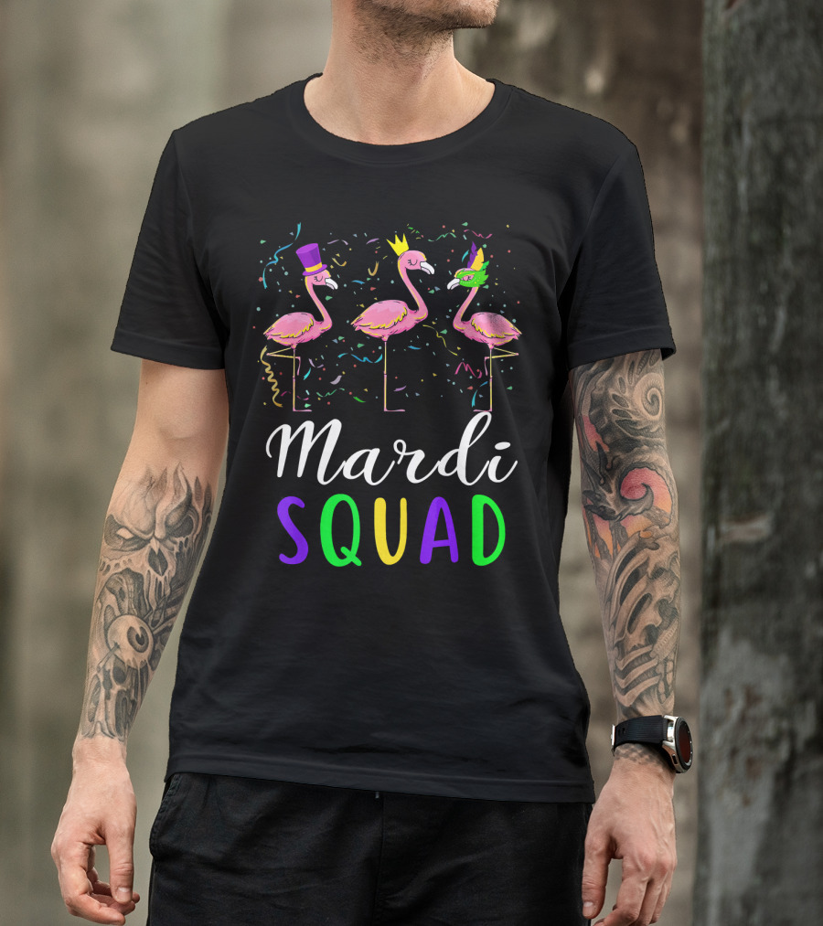 Mardi Gras Flamingo Squad Festival T-Shirt