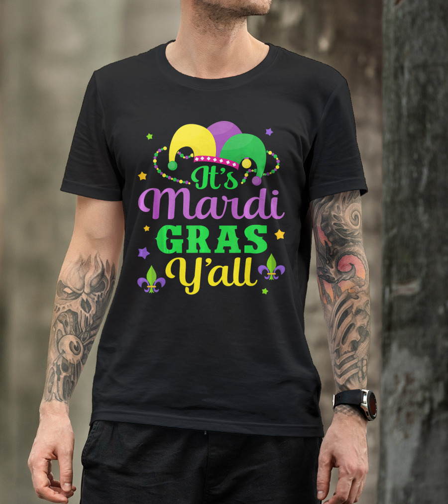 It's Mardi Gras Y'all Jester Hat Fleur-de-lis Stars T-Shirt