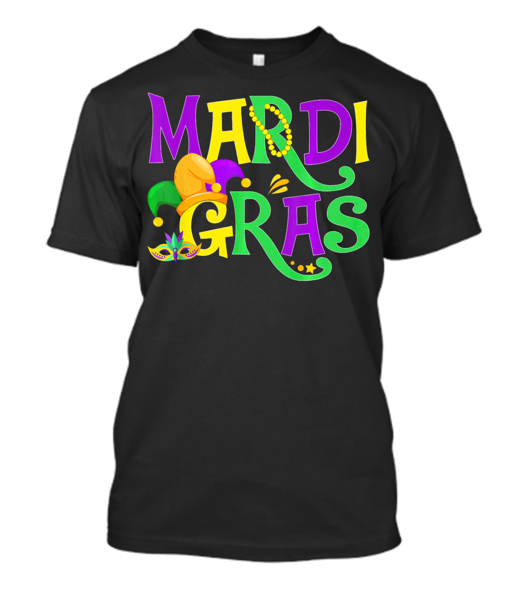 Mardi Gras Beads Mask Jester Hat Cute Funny Mardi Gras T-Shirt