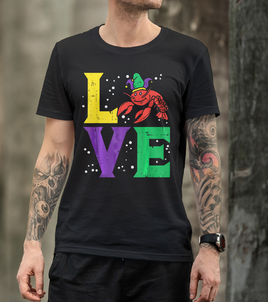 Love Crawfish Jester Hat Mardi Gras T-Shirt