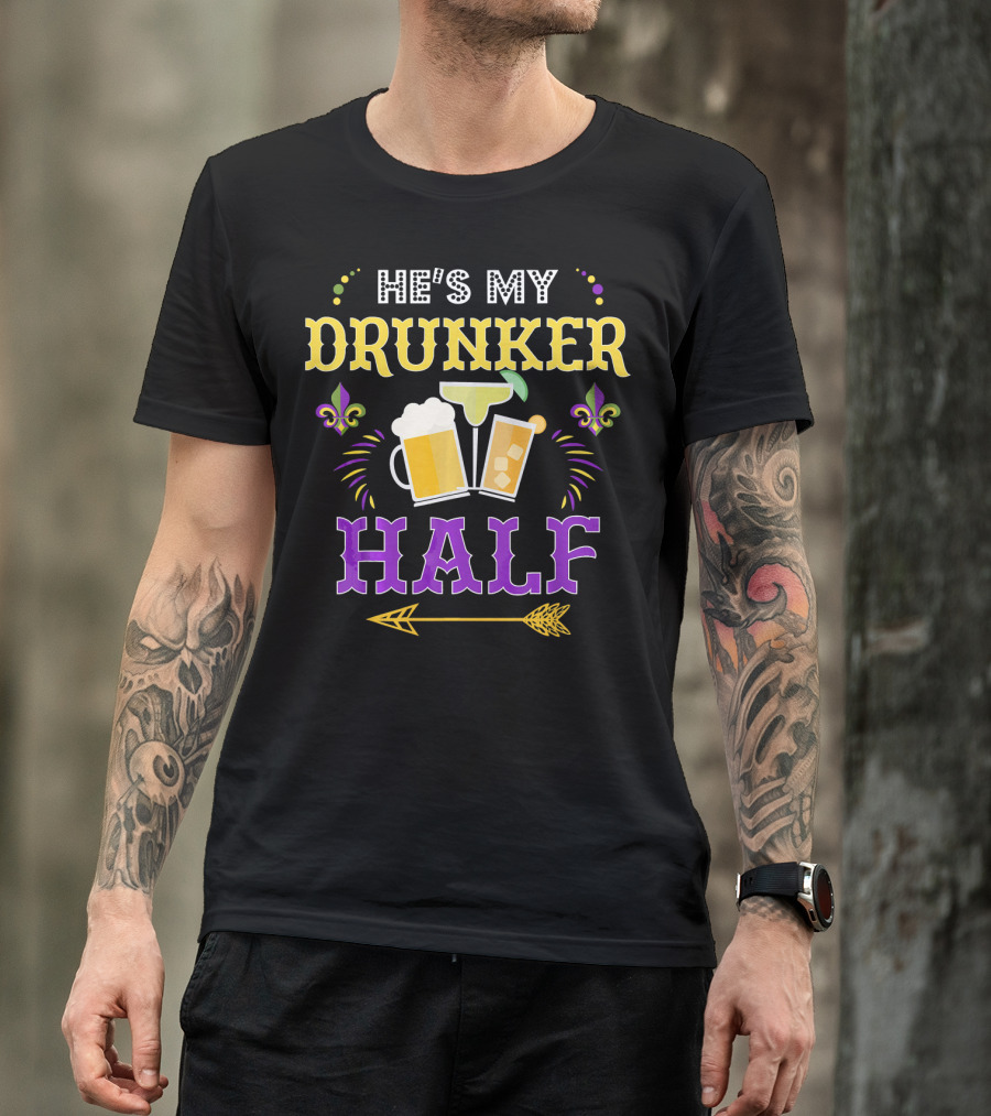 He's My Drunker Half Beer Cocktails Fleur-de-Lis Arrow T-Shirt