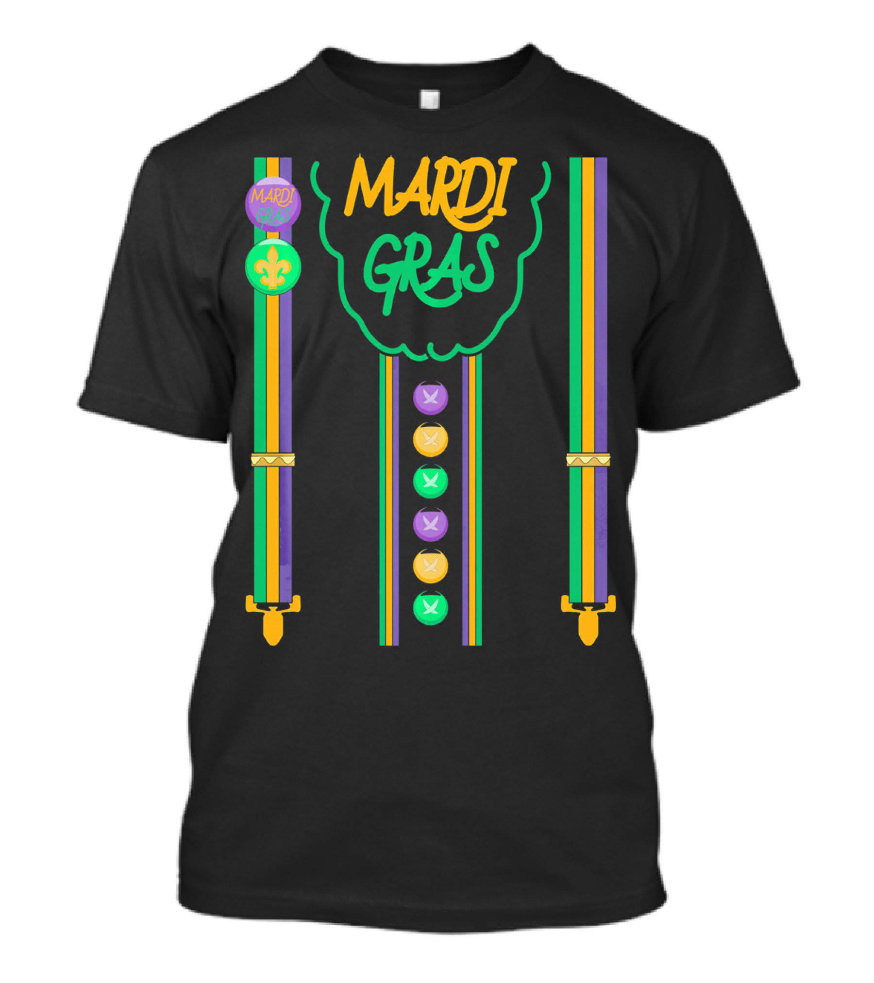 Mardi Gras Funny Costumes Suspenders Fleur De Lis T-Shirt