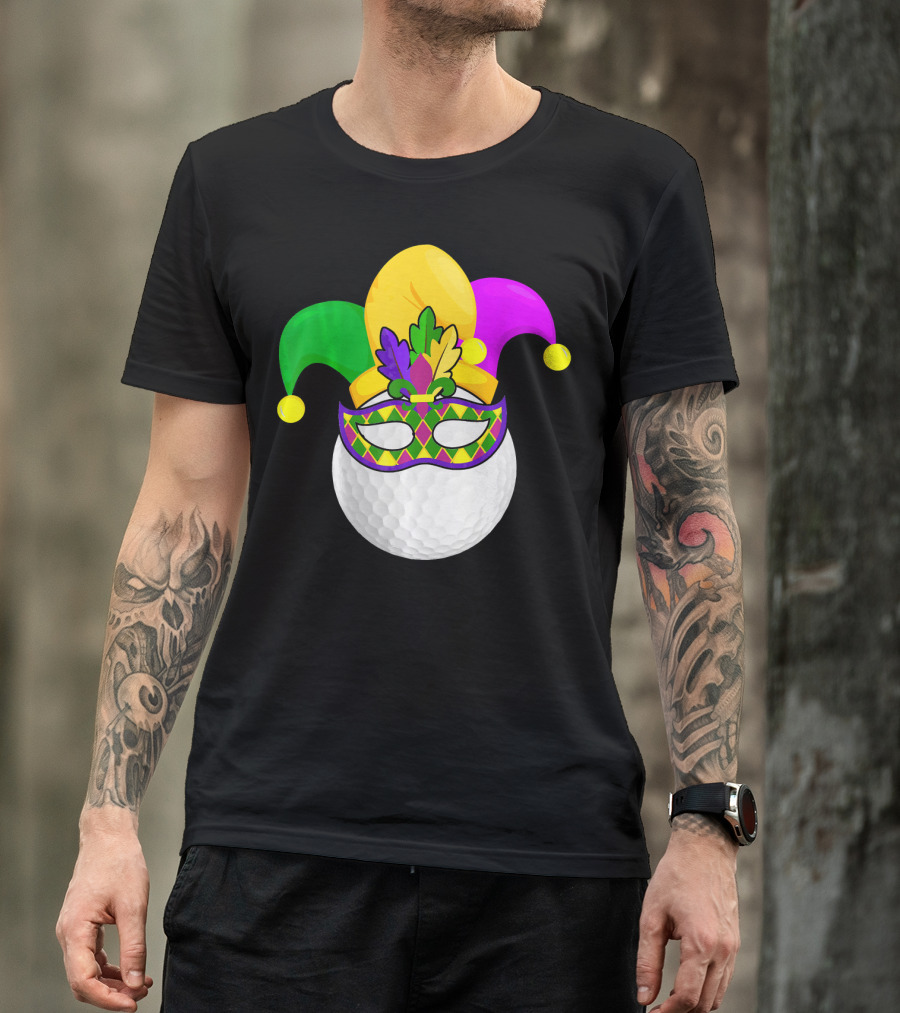Golf Ball Mardi Gras Jester Hat Carnival Mask T-Shirt