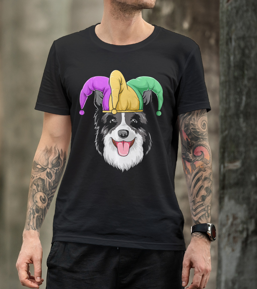 Mardi Gras Jester Hat Collie Carnival T-Shirt