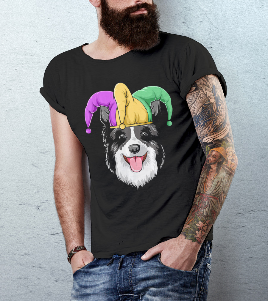 Mardi Gras Jester Hat Collie Carnival T-Shirt