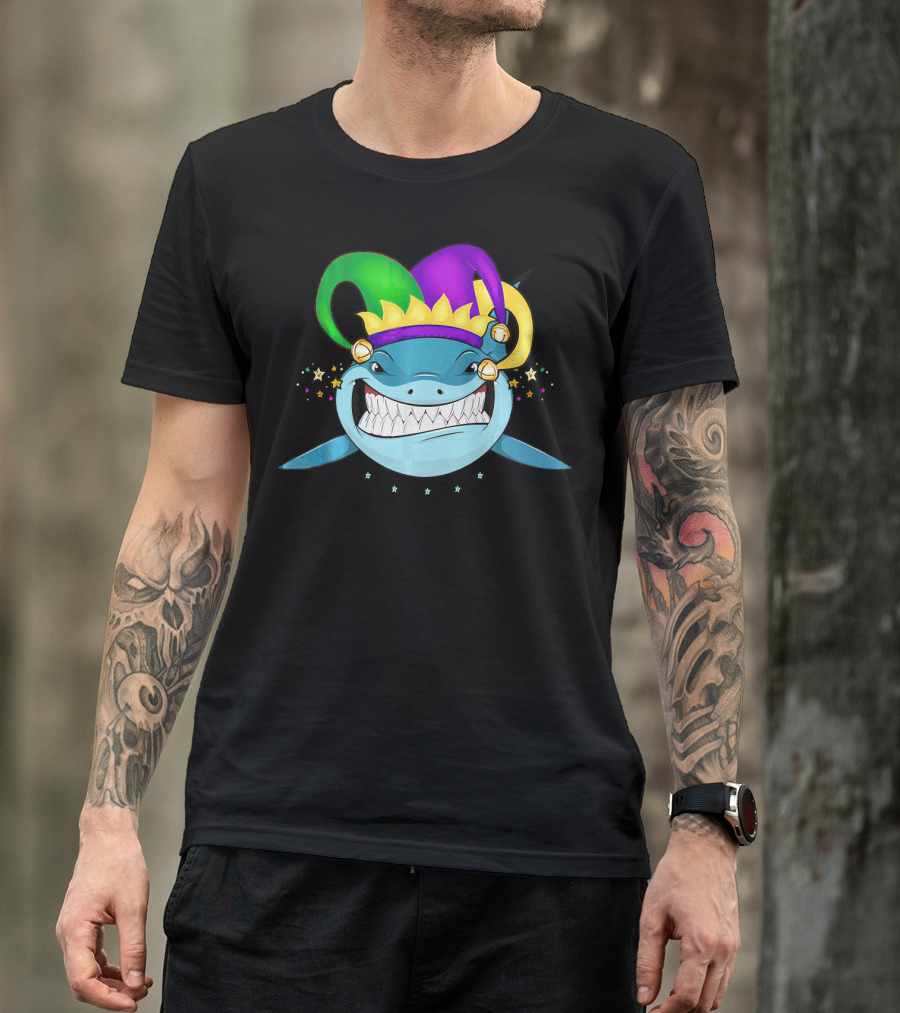 Shark Mardi Gras Jester Hat Festival For Boys And Girls T-Shirt