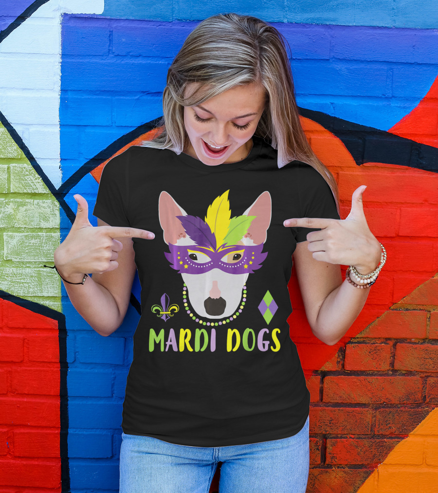 Bull Terrier Mardi Gras Costume Mardi Dogs T-Shirt