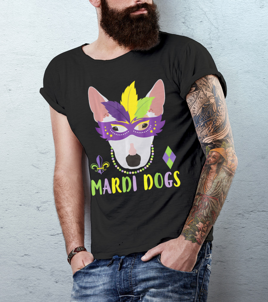 Bull Terrier Mardi Gras Costume Mardi Dogs T-Shirt