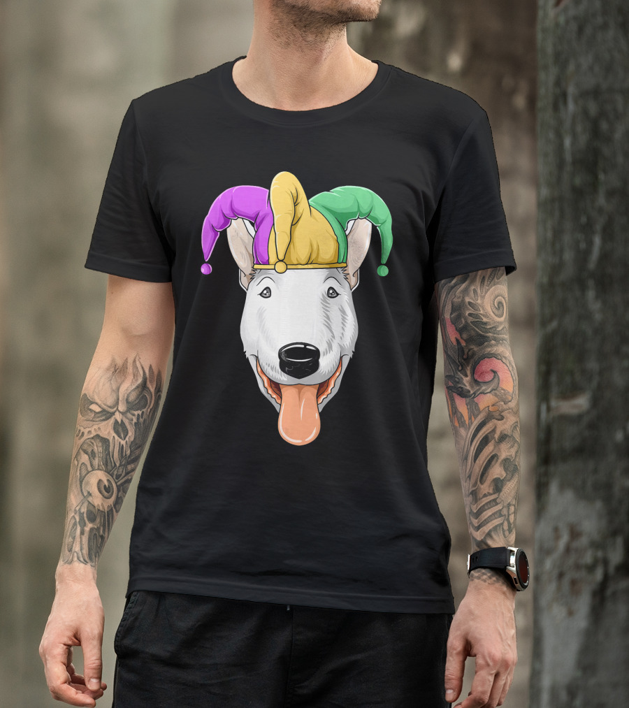 Mardi Gras Bull Terrier Jester Hat Carnival Bul T-Shirt