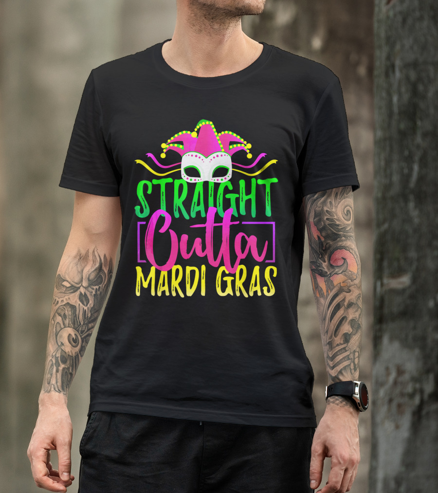 Straight Outta Mardi Gras New Orleans Jester Mask T-Shirt