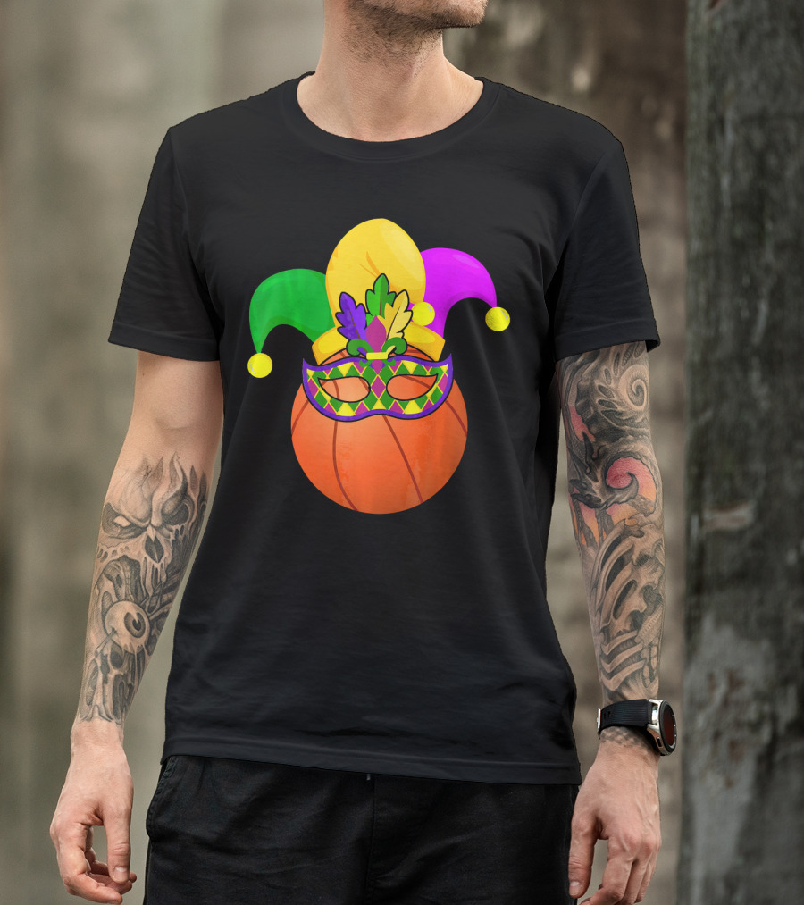 Basketball Carnival Mardi Gras Mask Jester Hat T-Shirt