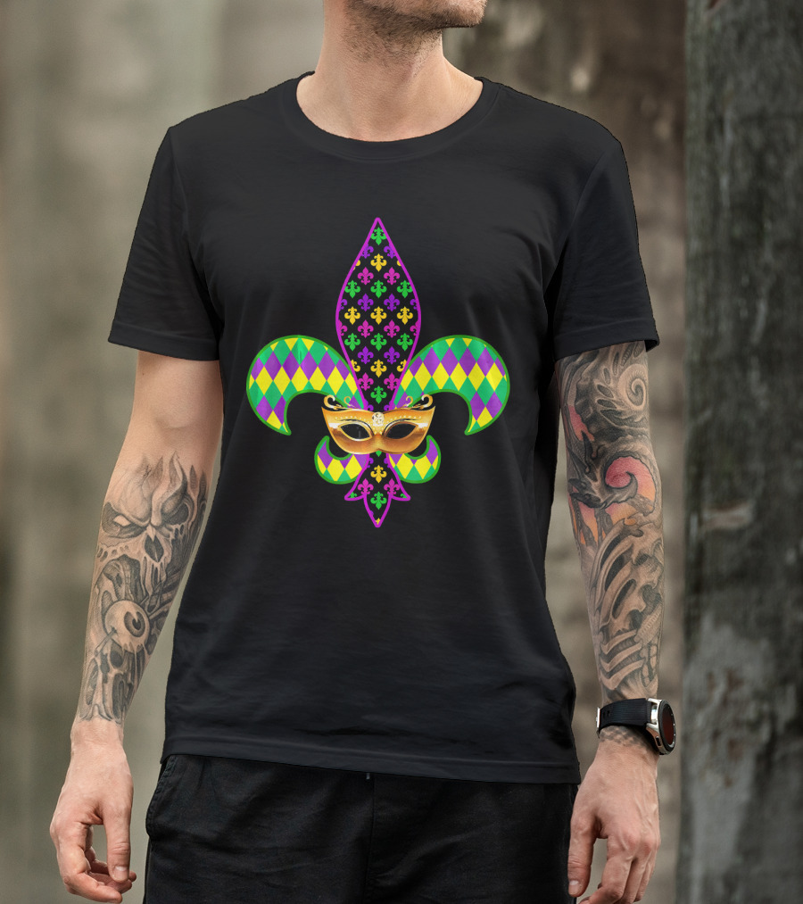 Fleur De Lis Mardi Gras Mask New Orleans T-Shirt