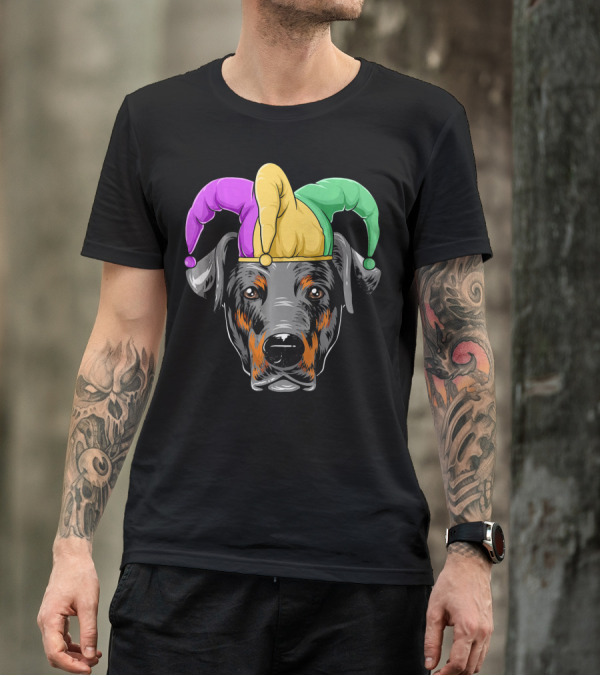 Mardi Gras Doberman Jester Hat Carnival Doberma T-Shirt