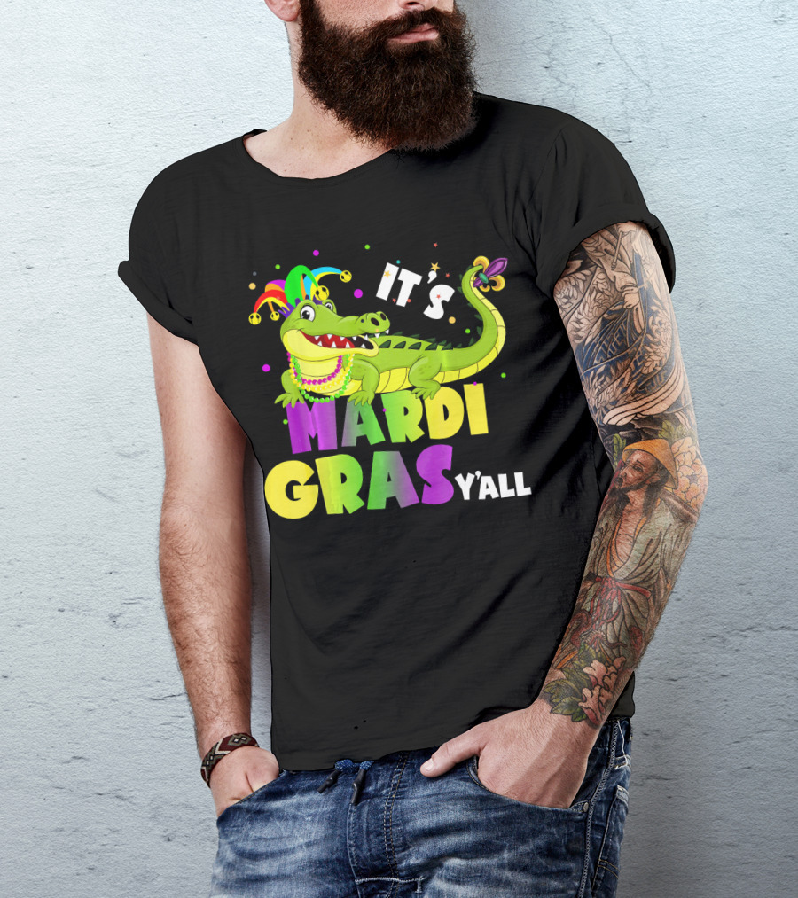 It's Mardi Gras Y'all Funny Alligator Crocodile T-Shirt