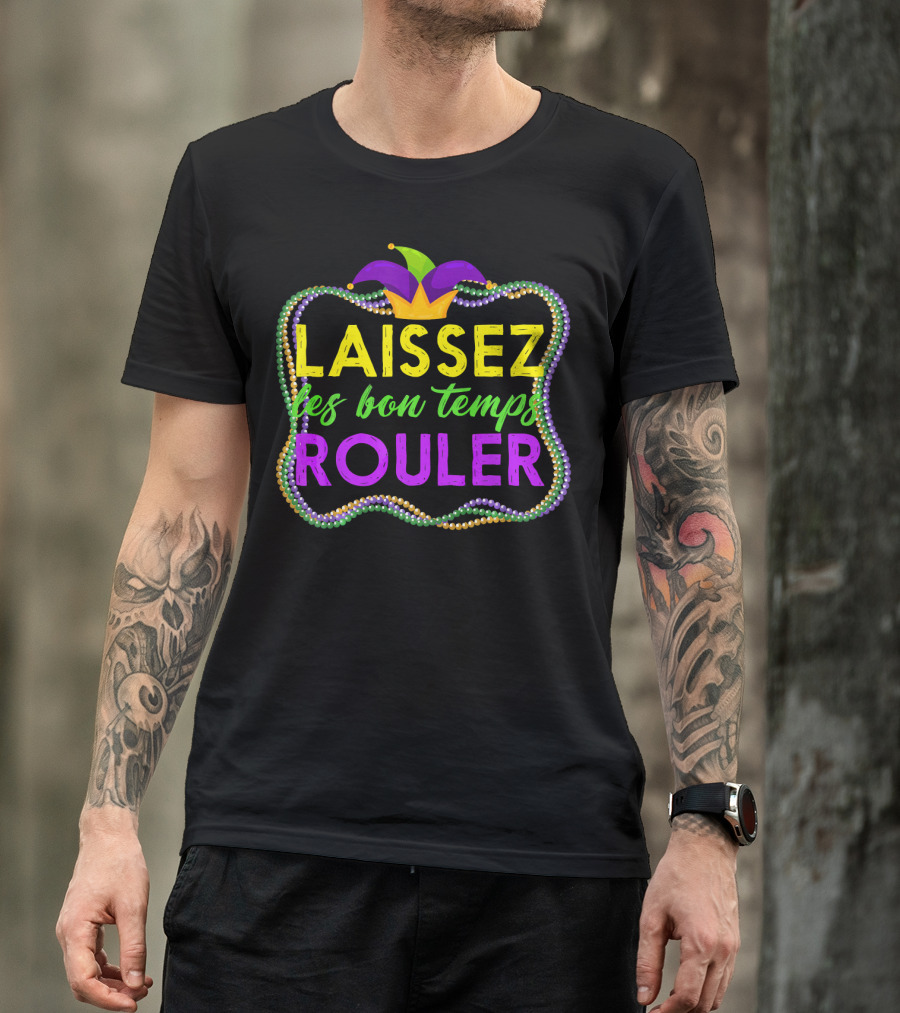 Mardi Gras Laissez Les Bon Temps Rouler Jester Hat Beads T-Shirt