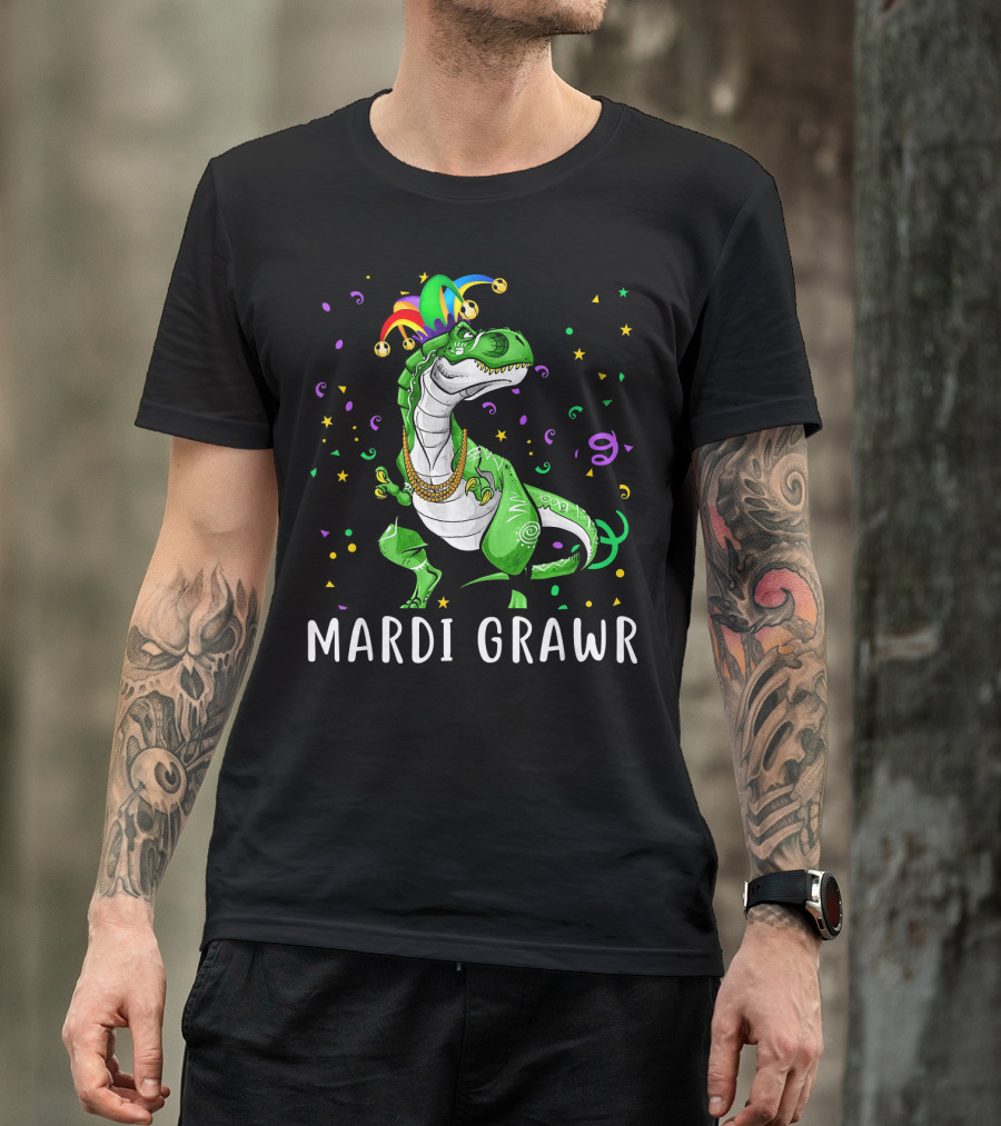 Mardi Grawr Rex Dinosaur Funny Mardi T-Shirt