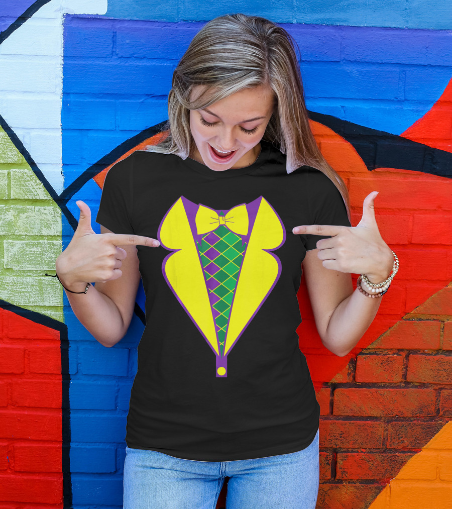 Mardi Gras Tuxedo Bow Tie Costume T-Shirt