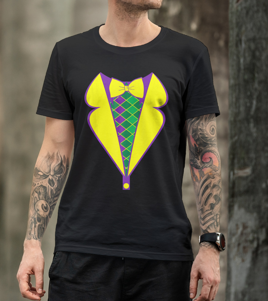 Mardi Gras Tuxedo Bow Tie Costume T-Shirt