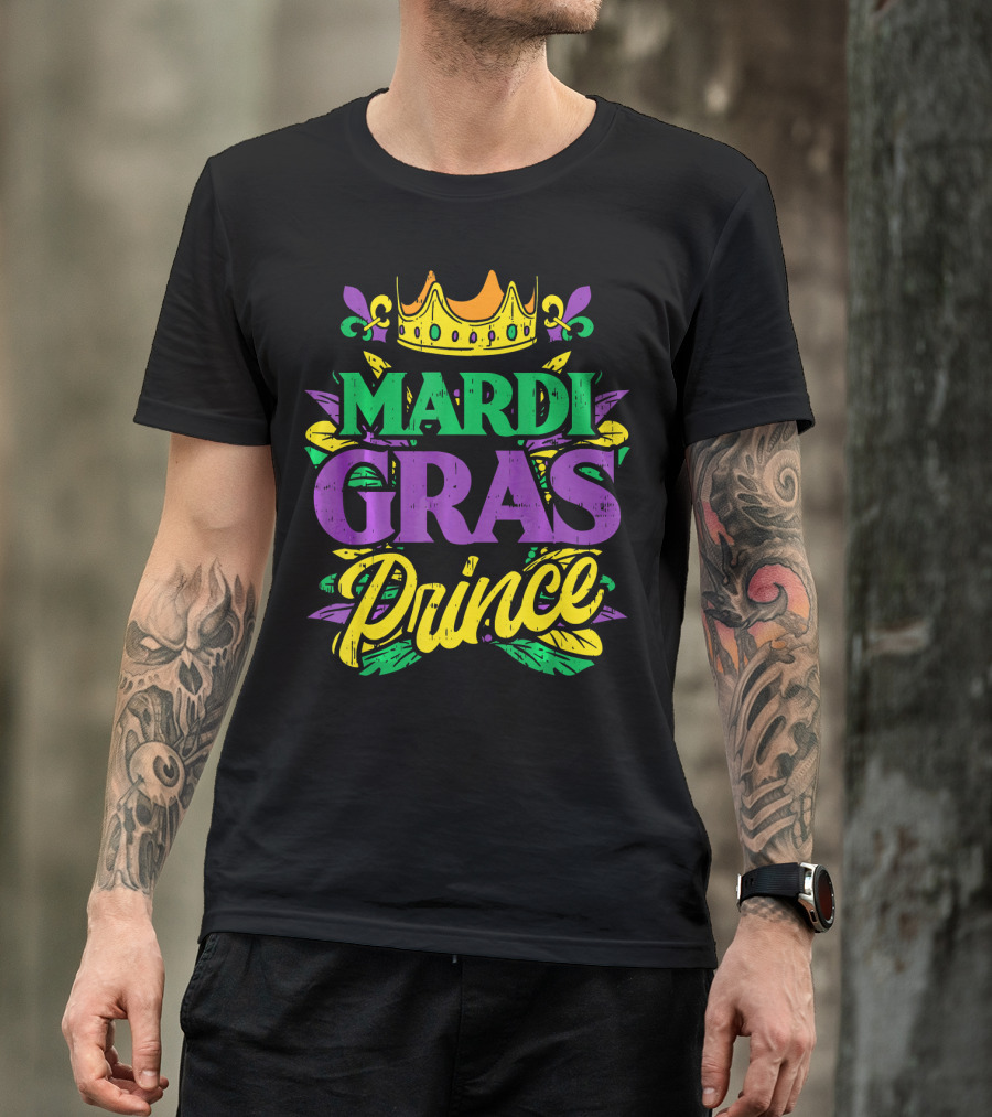 Mardi Gras Prince Crown Fleur-de-Lis Funny Carni T-Shirt