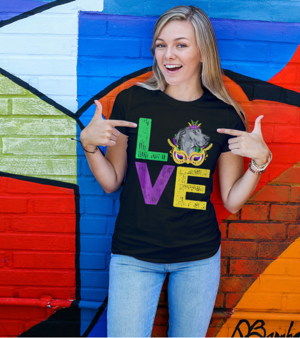 Love Cute Dane Dog Mardi Gras Dog Dad T-Shirt