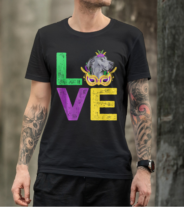 Love Cute Dane Dog Mardi Gras Dog Dad T-Shirt