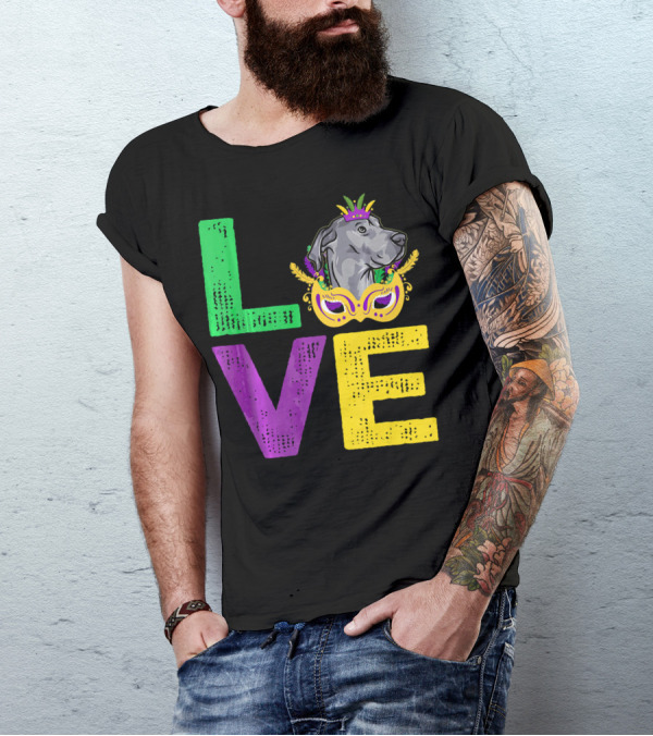 Love Cute Dane Dog Mardi Gras Dog Dad T-Shirt