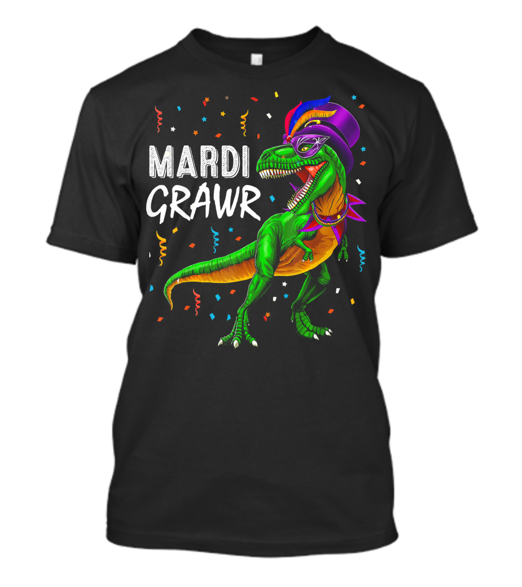 Mardi Grawr Rex Dinosaur In Masquerade Mardi Gras T-Shirt