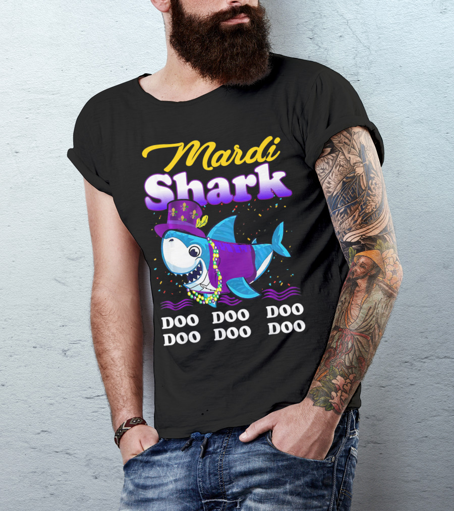 Mardi Shark Doo Doo Doo Doo Funny Mardi Gras T-Shirt