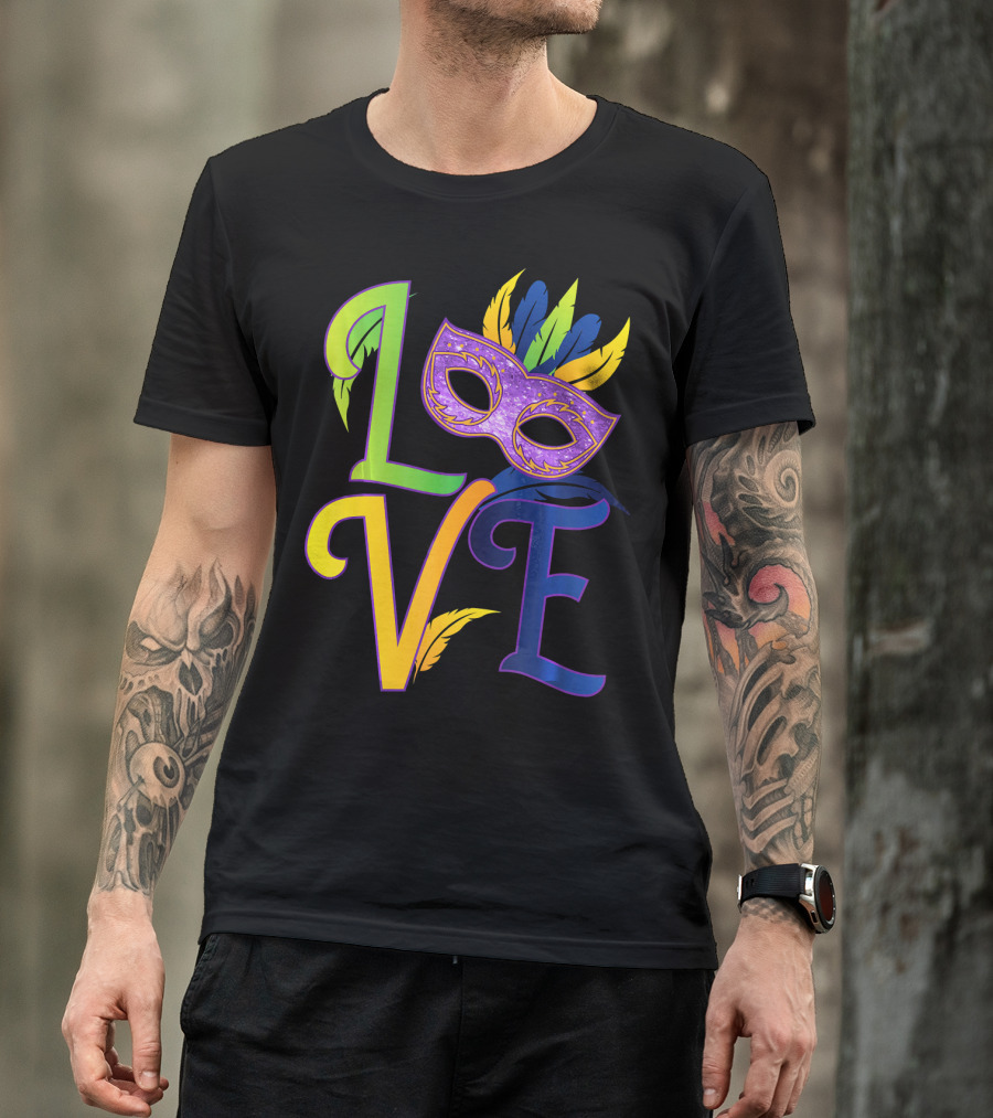 Love Mardi Gras Mask Honor New Orleans T-Shirt