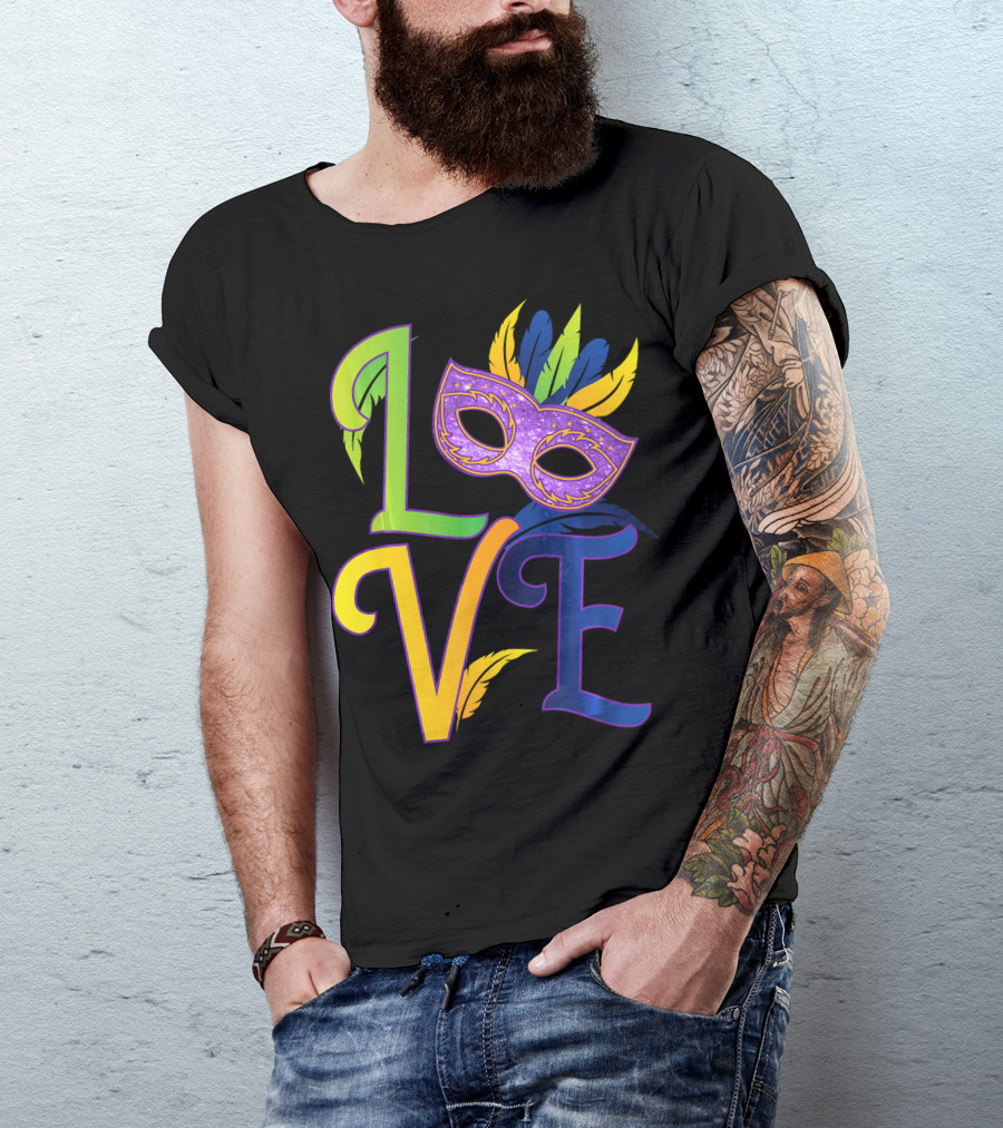 Love Mardi Gras Mask Honor New Orleans T-Shirt
