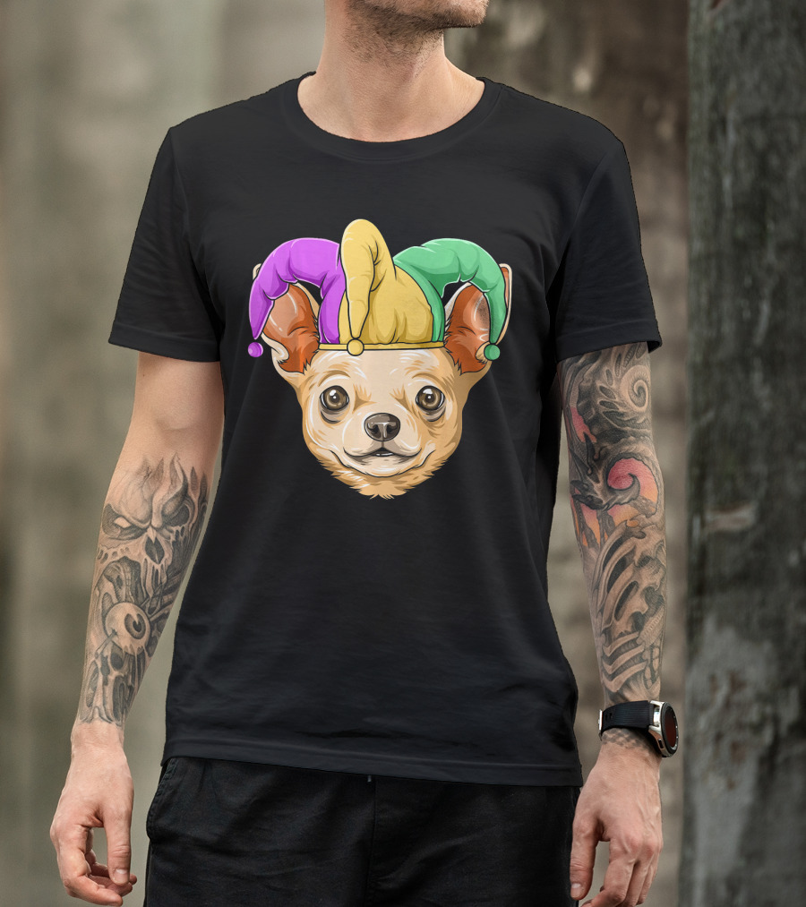 Mardi Gras Chihuahua Jester Hat Festival Carnival Dog T-Shirt