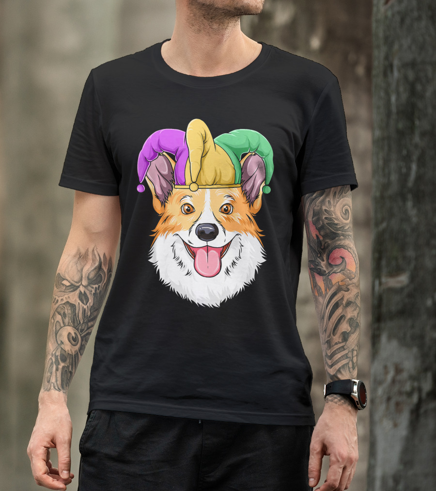 Mardi Gras Corgi Jester Hat Corgi Carnival T-Shirt
