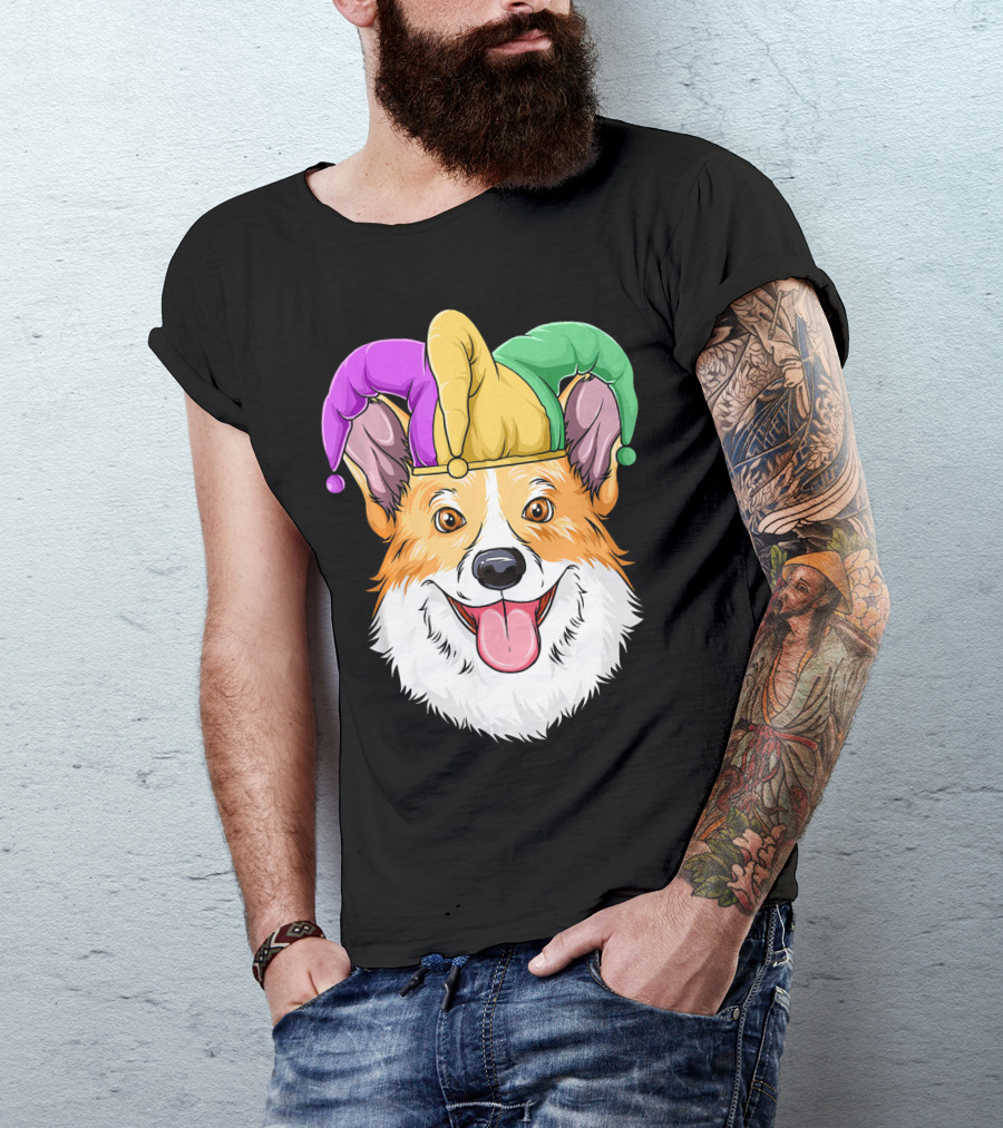 Mardi Gras Corgi Jester Hat Corgi Carnival T-Shirt