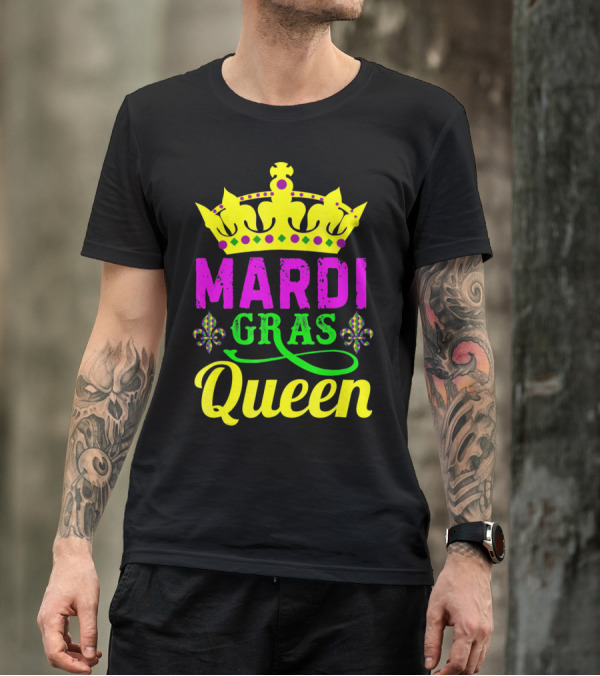 Mardi Gras Queen Crown Fleur De Lis Carnival Festival T-Shirt