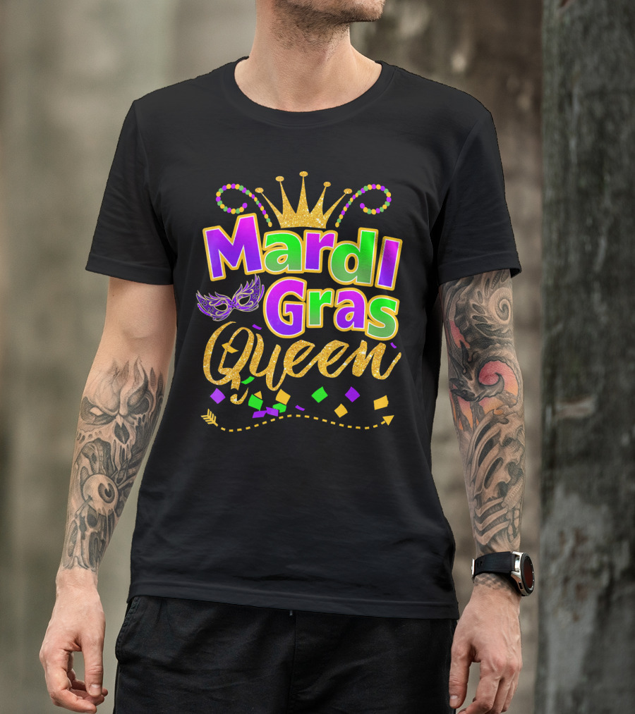 Mardi Gras Queen Crown Festival Carnival Confetti Mask T-Shirt